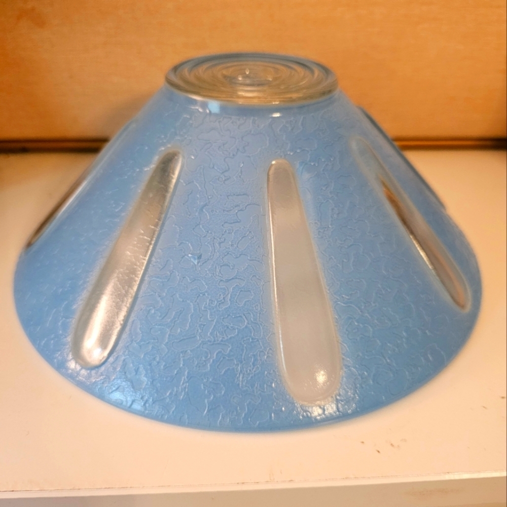 Vintage Art Deco Semi-Flush Pastel Blue Ceiling Light Glass Shade